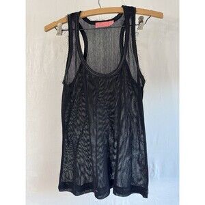 Wish Australia Black Mesh Tank Top Grunge Fringe Small